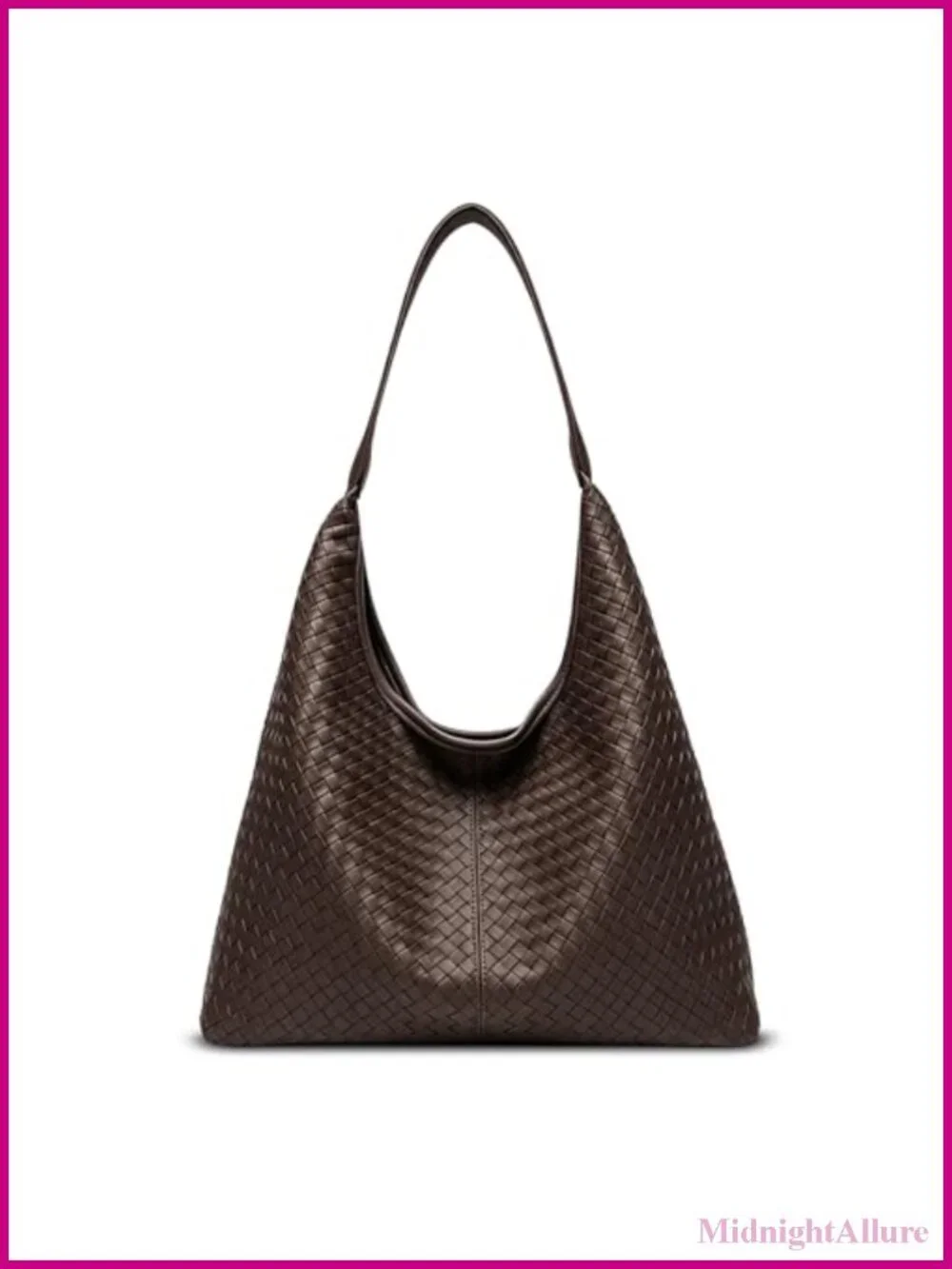 Large Woven Vegan Leather Hobo Tote Bag Slouchy Shoulder Purse